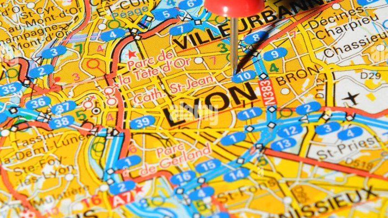 Lyon sur carte Chauffeur Taxi sur Lyon